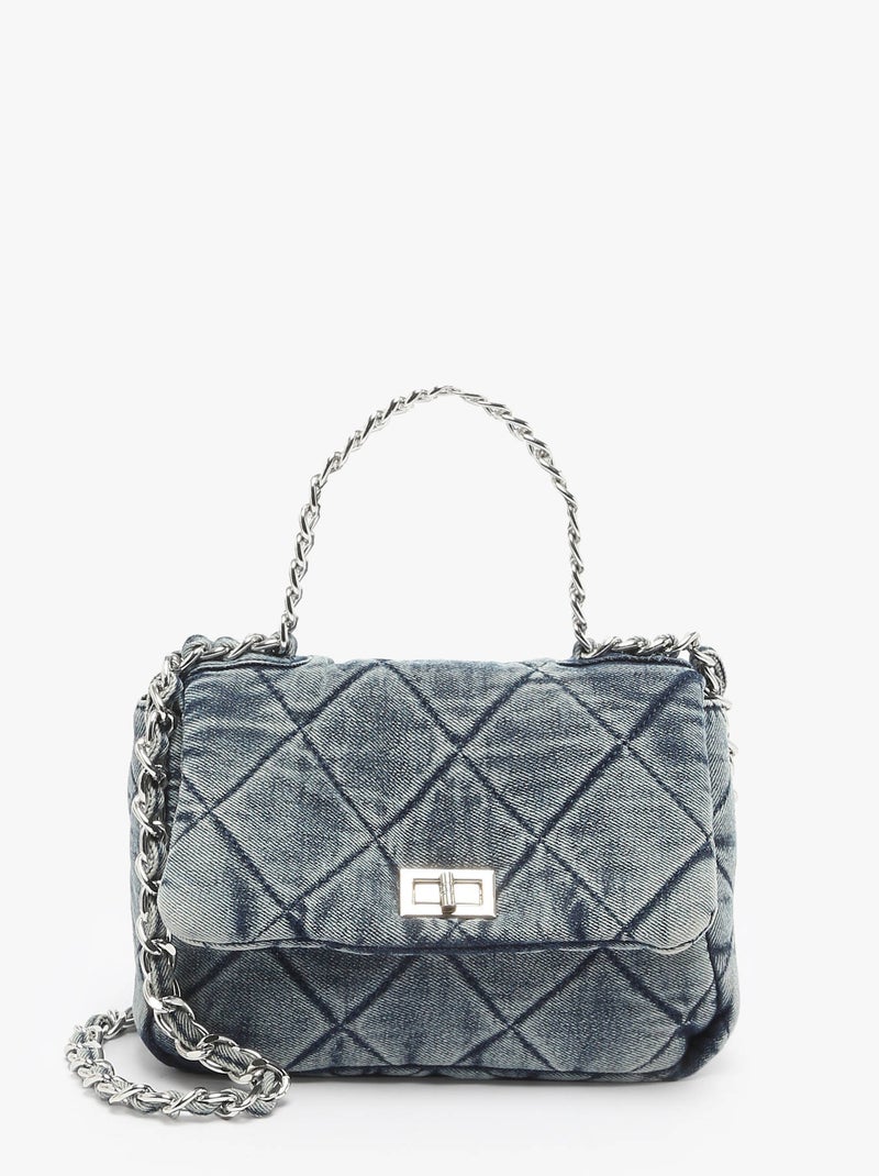Sac Bandoulière Jean Miniprix Toile Enduite Bleu Bleu Noir - Kiabi
