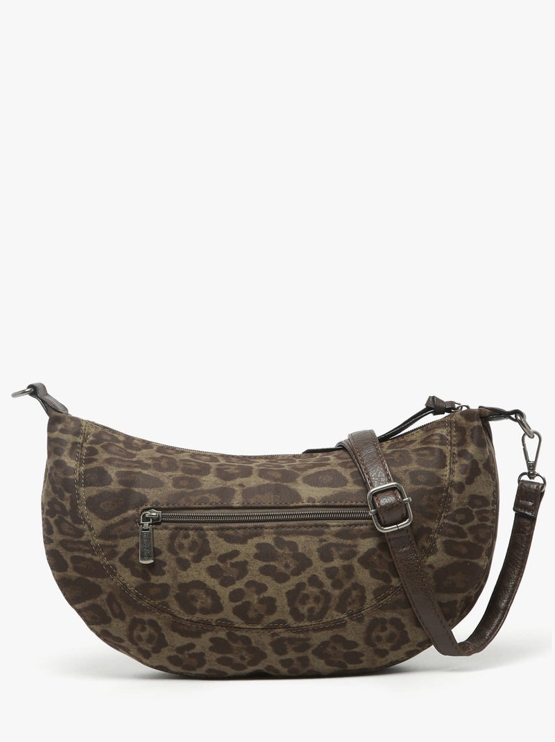 Sac Bandoulière Leopard Miniprix Toile Enduite Kaki - Kiabi