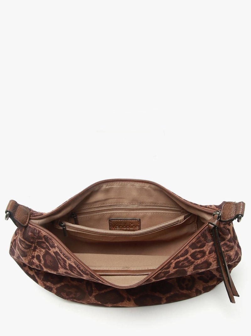 Sac bandoulière leopardo mandoline toile enduite Taupe - Kiabi