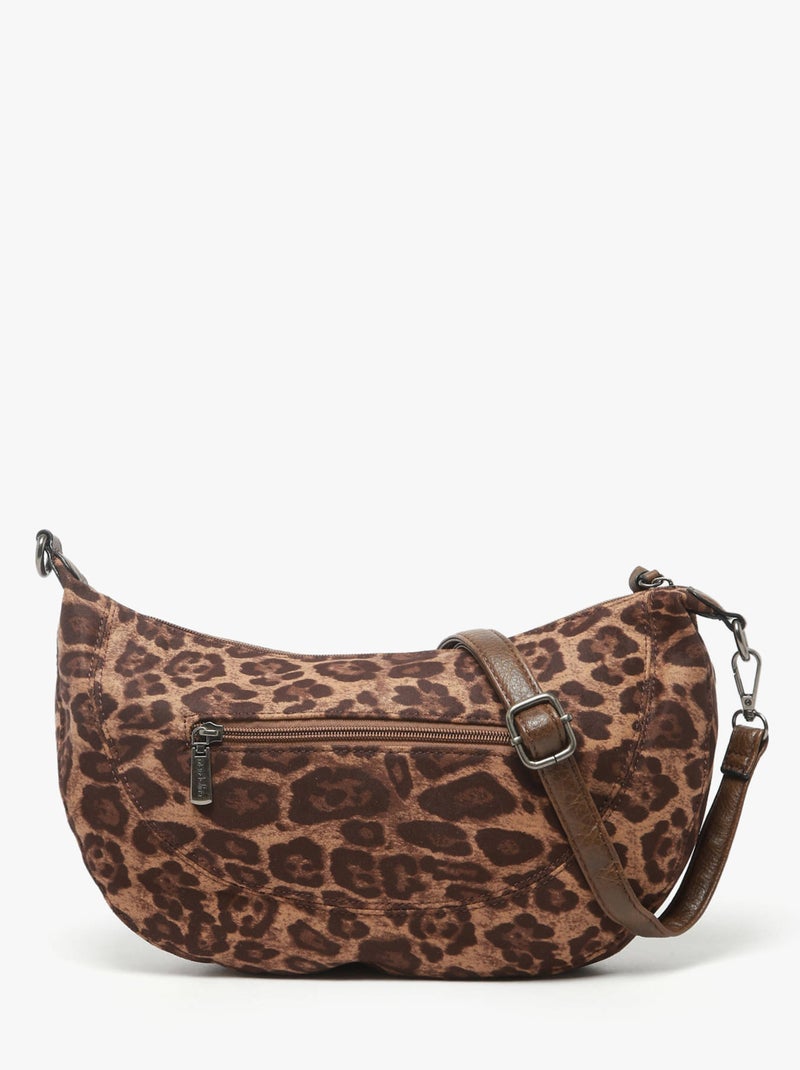 Sac bandoulière leopardo mandoline toile enduite Taupe - Kiabi