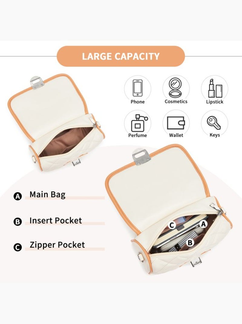 Sac bandoulière matelassé losanges double fermeture 21x15x9 cm - miss lulu Beige - Kiabi