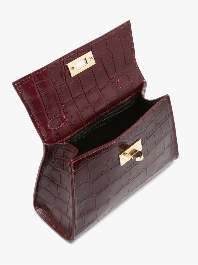 Sac bandoulière milano cuir de vachette Bordeaux - Kiabi