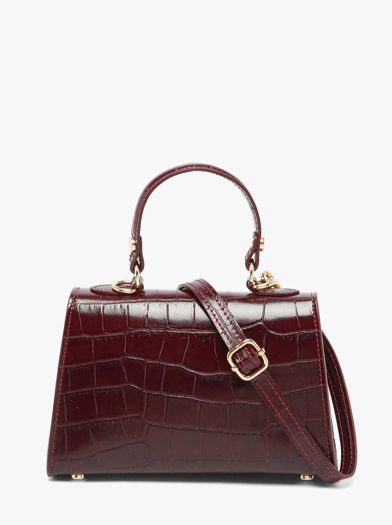Sac bandoulière milano cuir de vachette Bordeaux - Kiabi