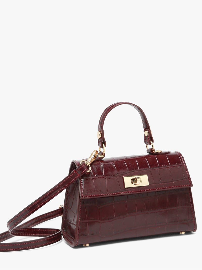 Sac bandoulière milano cuir de vachette Bordeaux - Kiabi