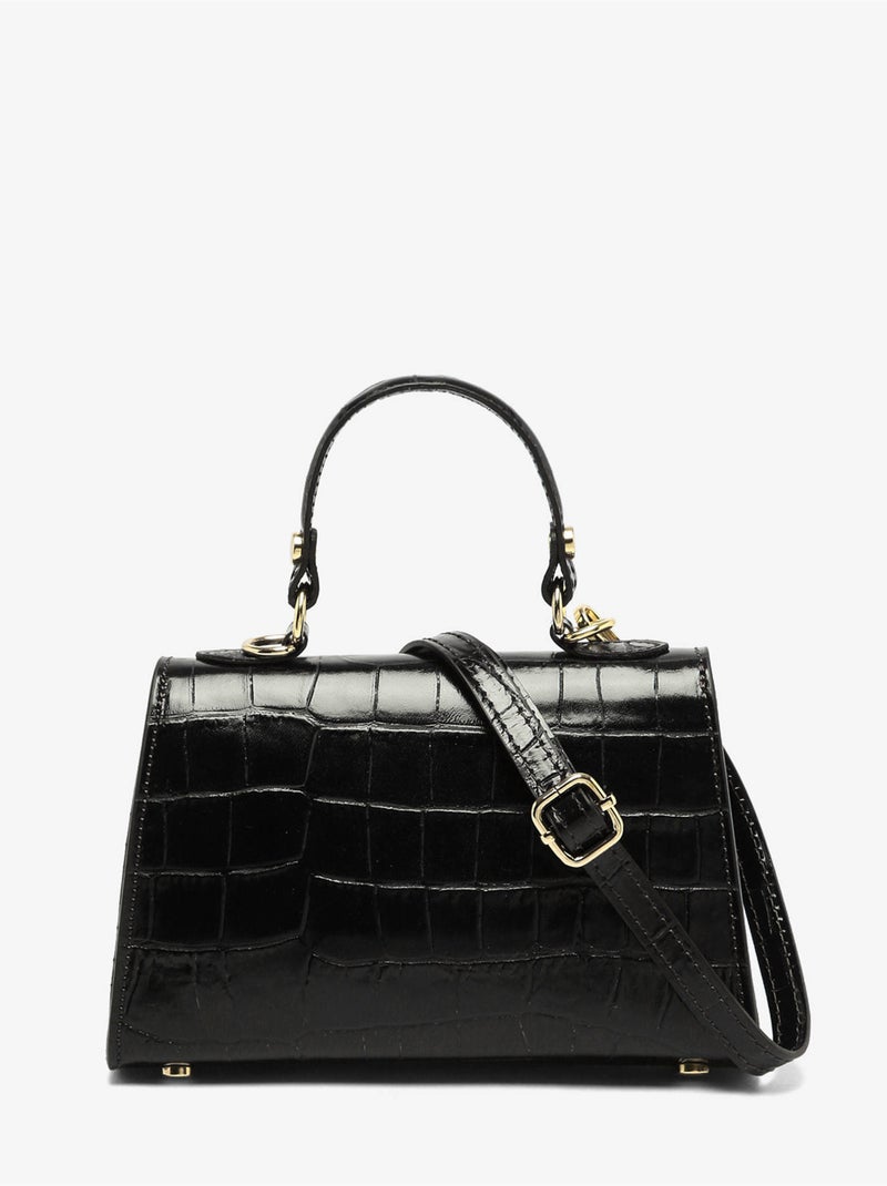 Sac bandoulière milano cuir de vachette Noir Noir - Kiabi