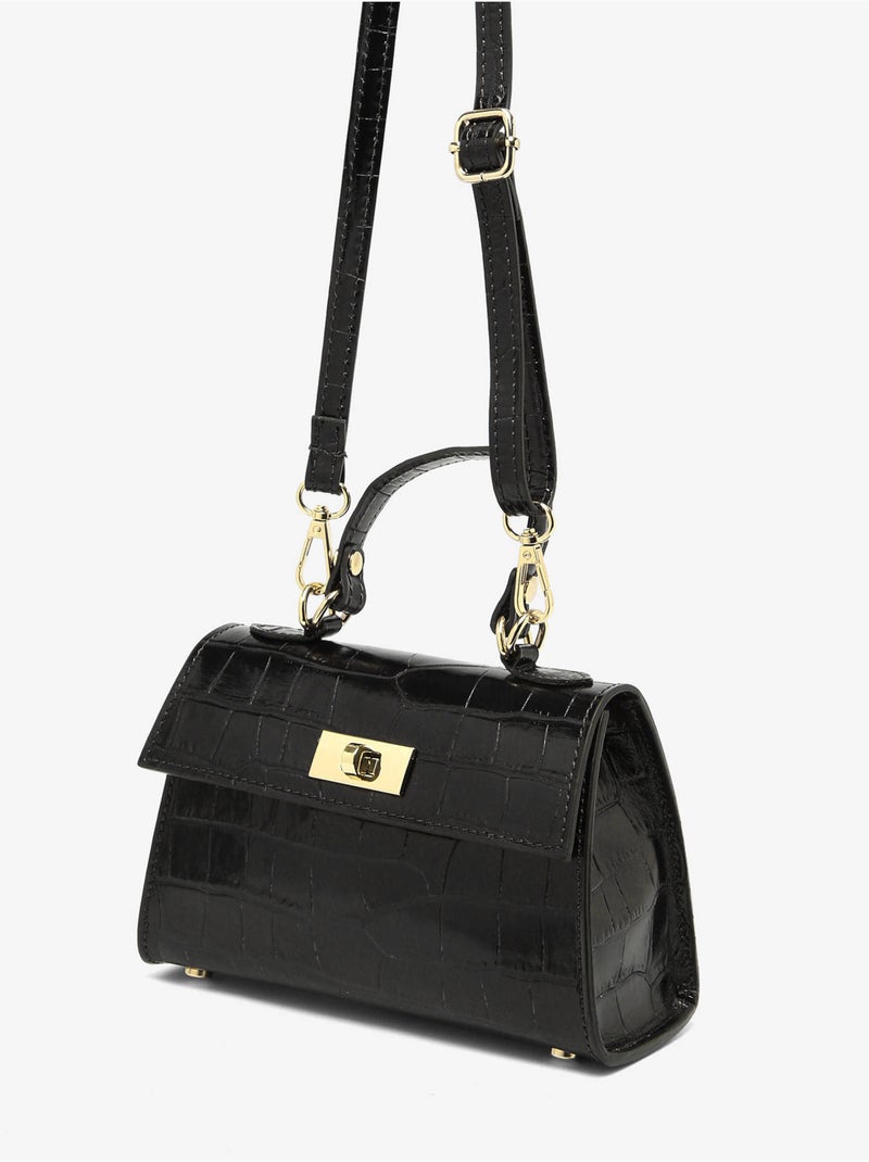 Sac bandoulière milano cuir de vachette Noir Noir - Kiabi