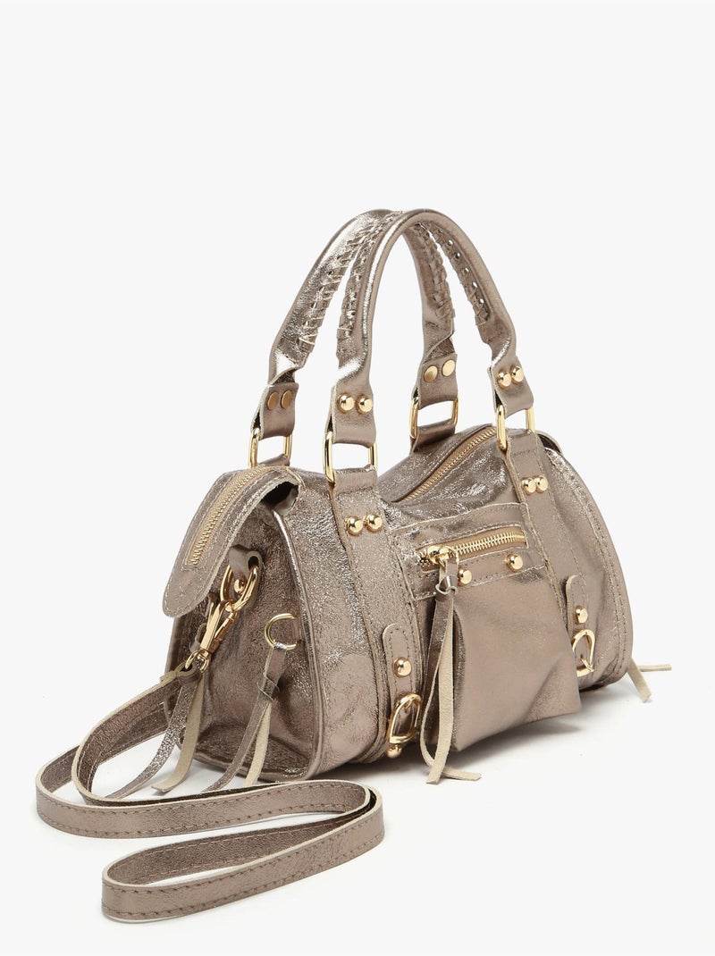 Sac bandoulière nine cuir milano cuir de vachette Bronze - Kiabi