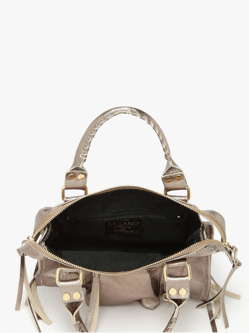 Sac bandoulière nine cuir milano cuir de vachette Bronze - Kiabi