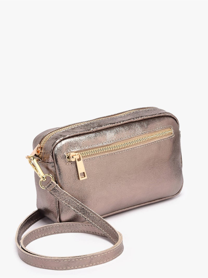Sac bandoulière nine cuir milano cuir de vachette Bronze - Kiabi