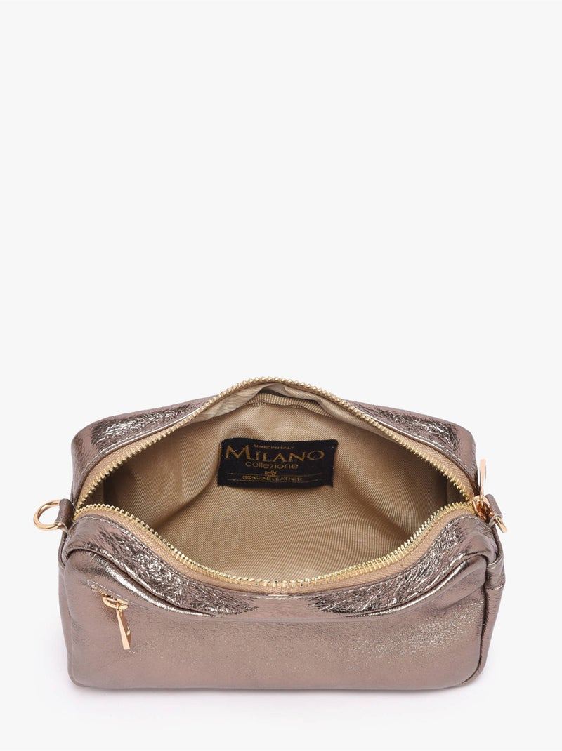 Sac bandoulière nine cuir milano cuir de vachette Bronze - Kiabi