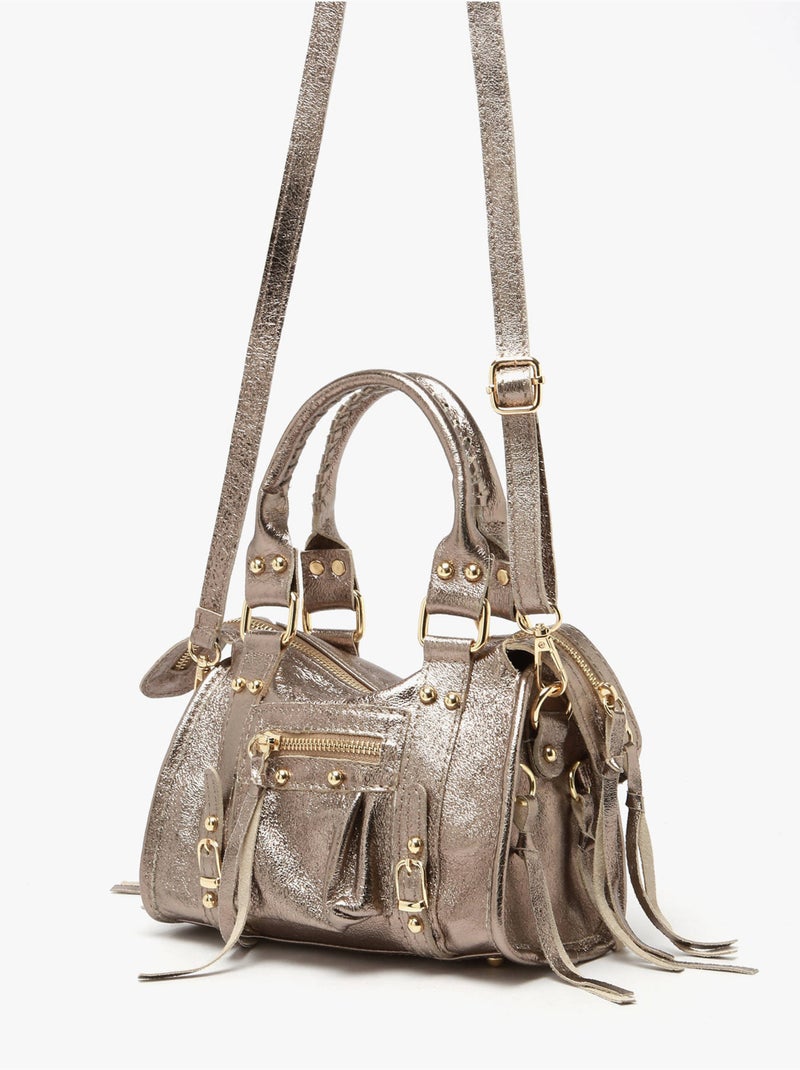Sac bandoulière nine cuir milano cuir de vachette Bronze - Kiabi