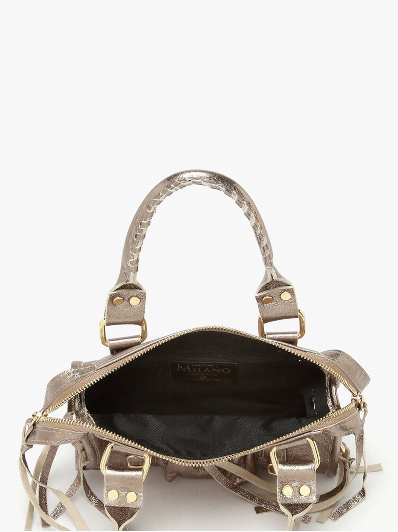 Sac bandoulière nine cuir milano cuir de vachette Bronze - Kiabi