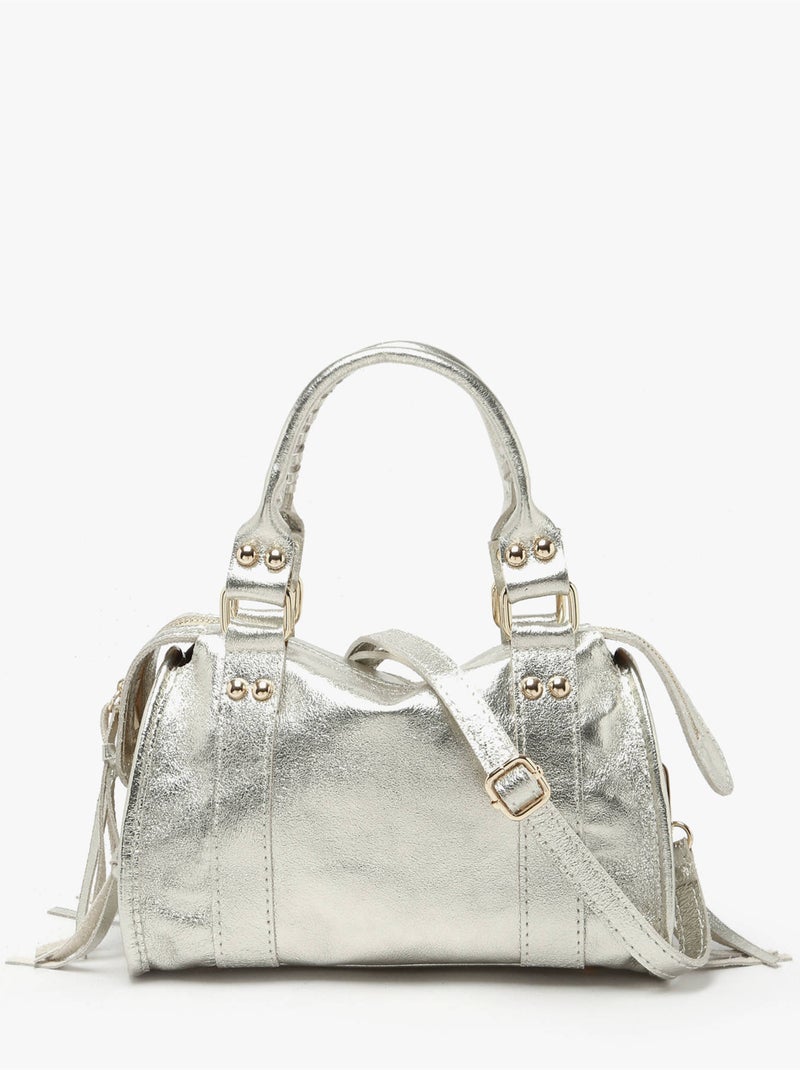 Sac bandoulière nine cuir milano cuir de vachette Gris Argenté Gris - Kiabi