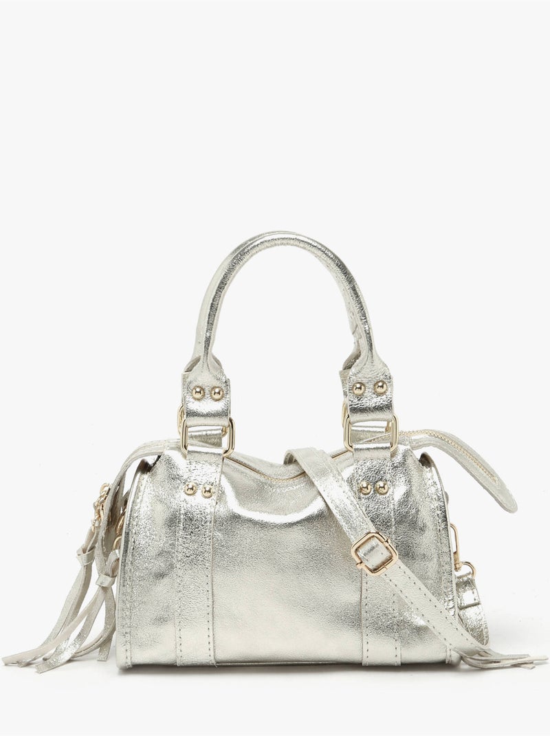 Sac bandoulière nine cuir milano cuir de vachette Gris Argenté Gris - Kiabi