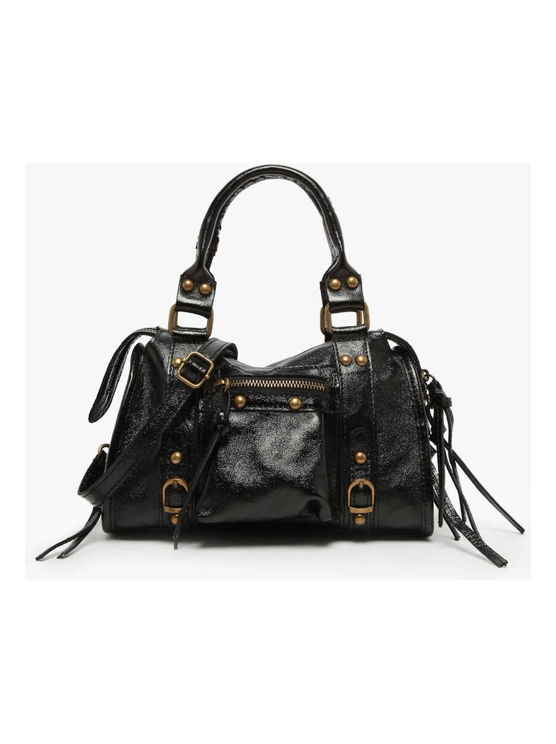 Sac Bandoulière Nine Cuir Milano Cuir De Vachette Noir Noir - Kiabi