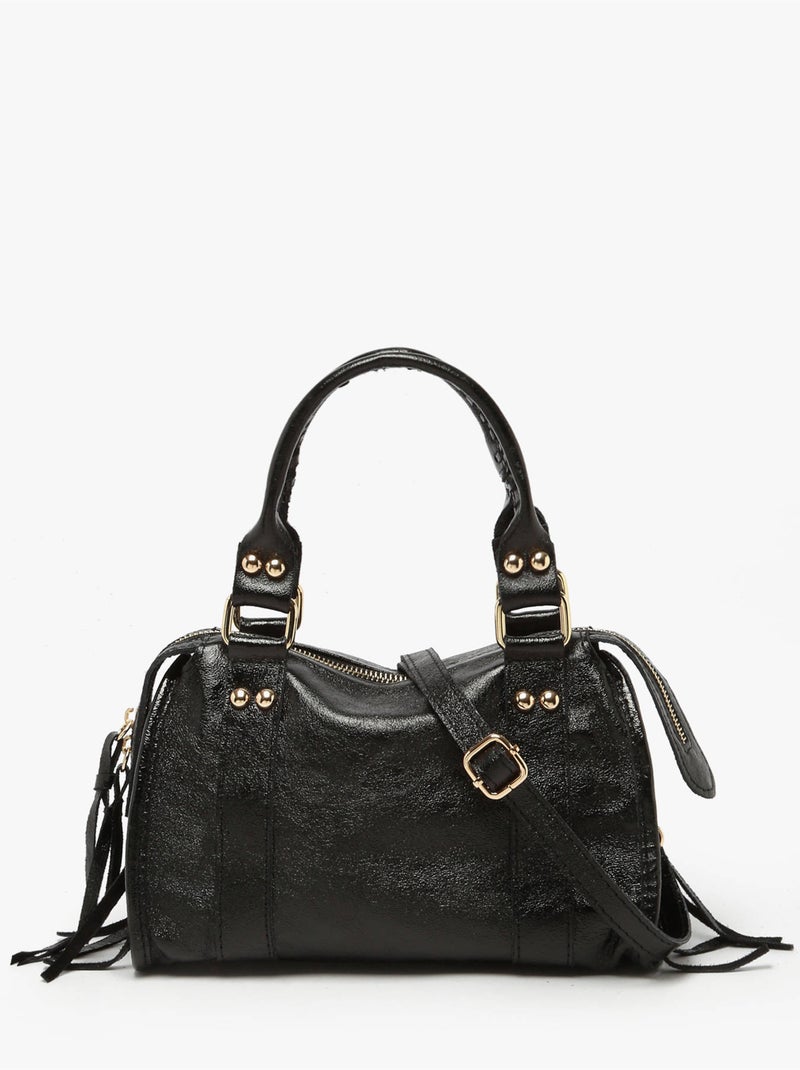 Sac bandoulière nine cuir milano cuir de vachette Noir Noir - Kiabi