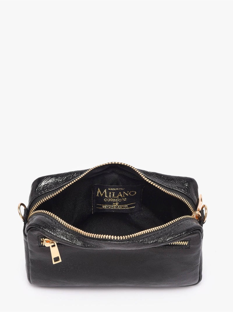 Sac bandoulière nine cuir milano cuir de vachette Noir Noir - Kiabi