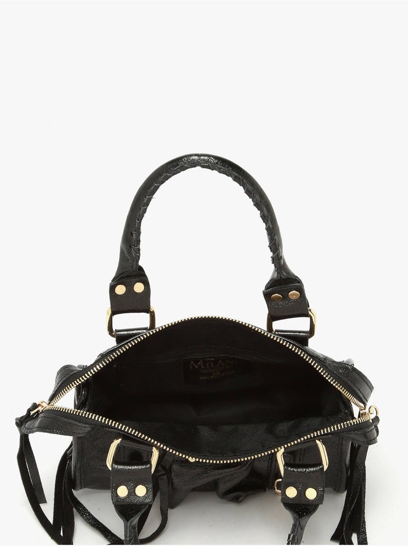 Sac bandoulière nine cuir milano cuir de vachette Noir Noir - Kiabi
