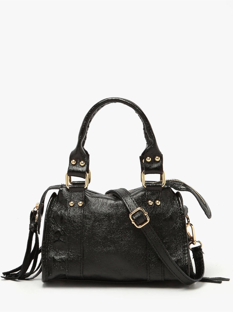 Sac bandoulière nine cuir milano cuir de vachette Noir Noir - Kiabi