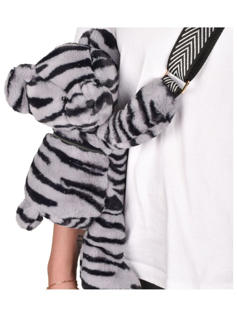 Sac bandoulière peluche Gris - Kiabi