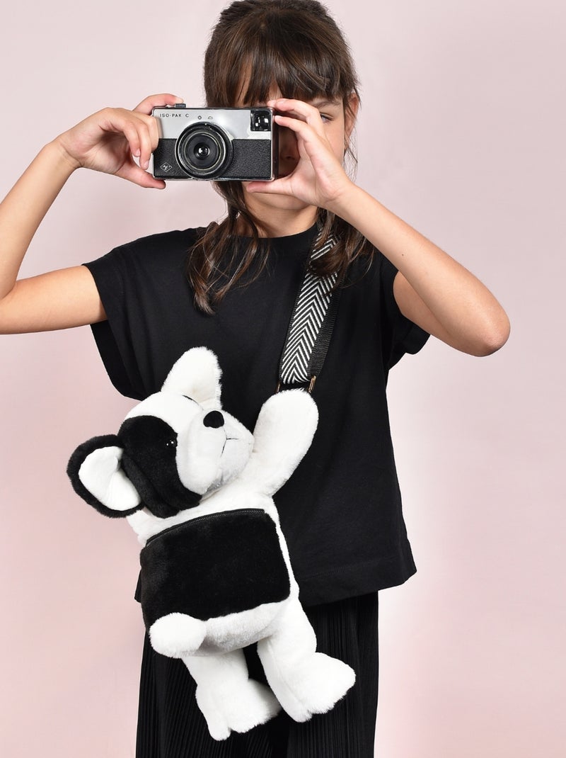 Sac bandoulière peluche Noir - Kiabi