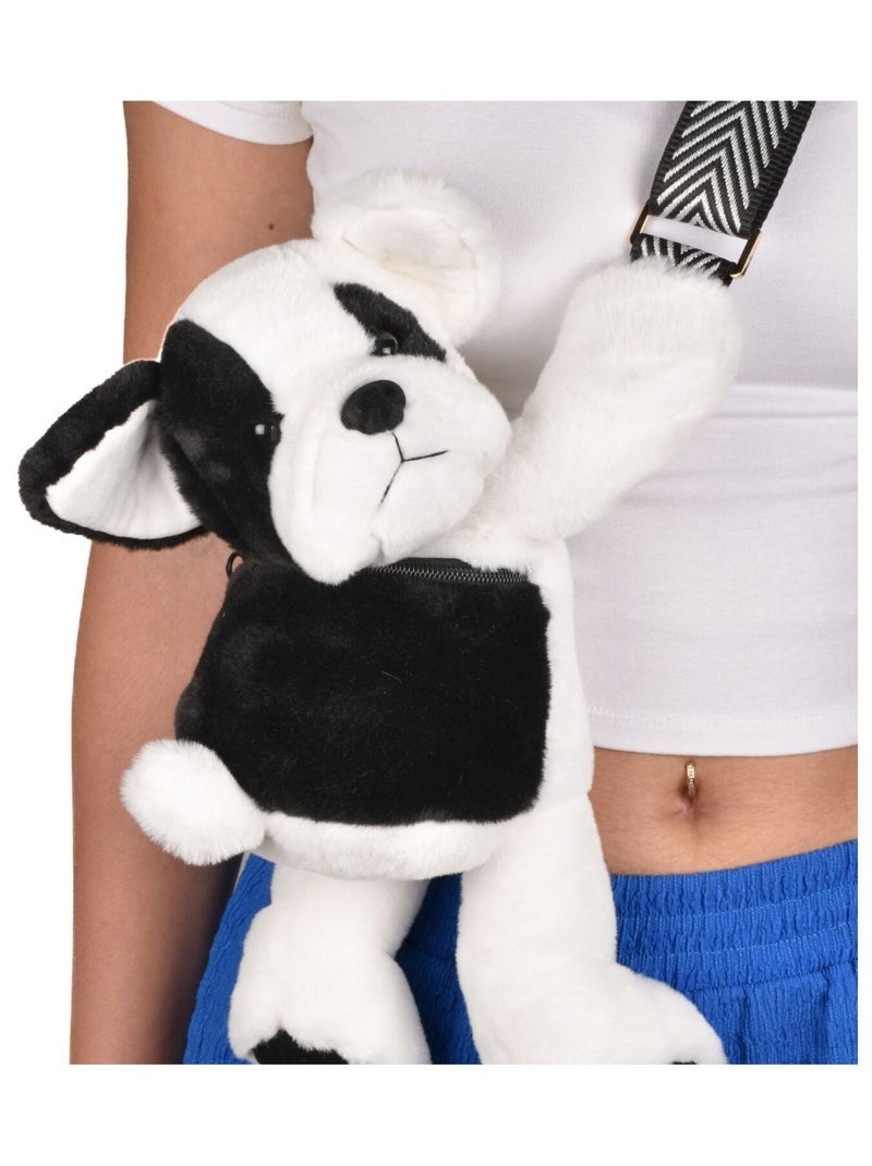 Sac bandoulière peluche Noir - Kiabi