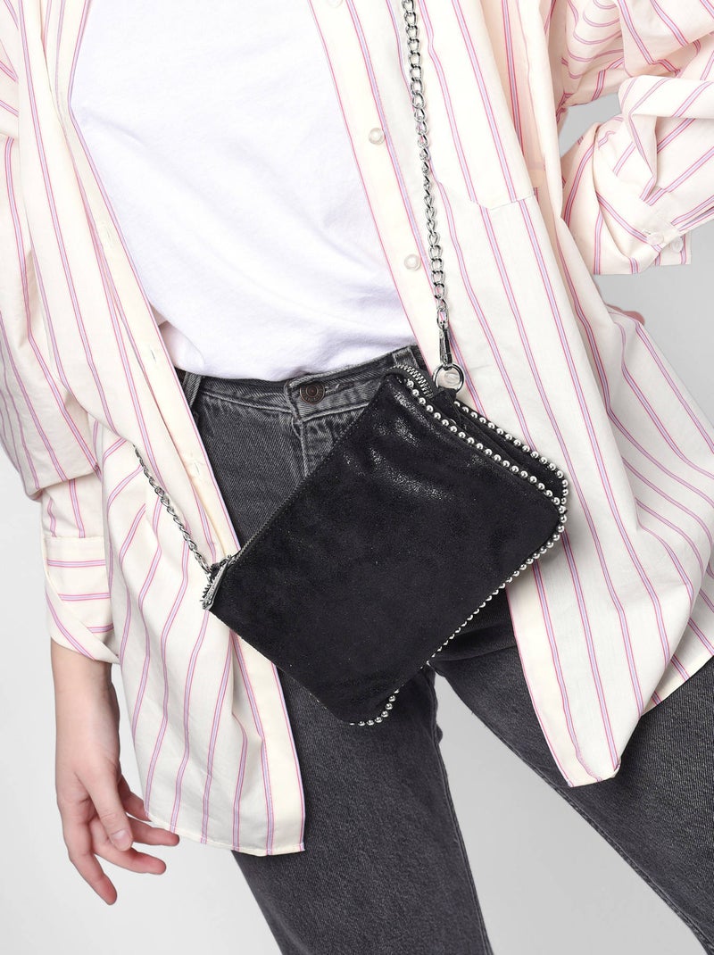 Sac bandoulière perle gallantry toile enduite Noir - Kiabi
