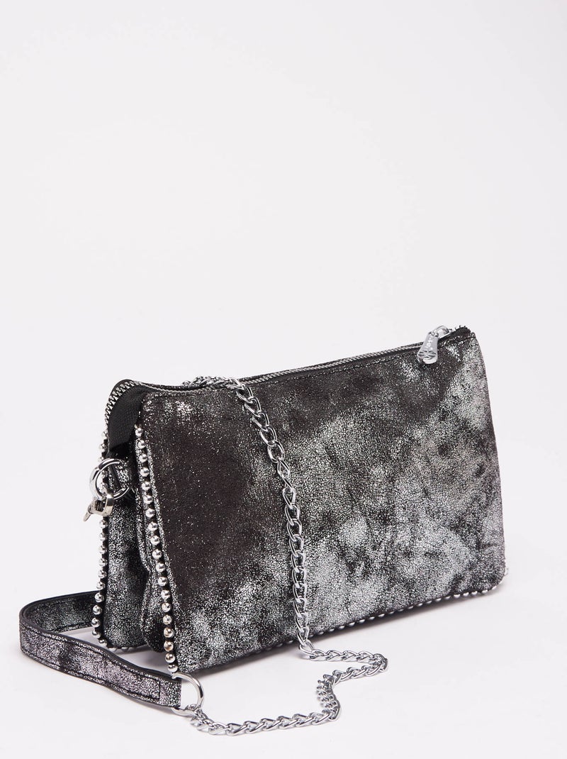 Sac Bandoulière Perle Miniprix Toile Enduite Argent - Kiabi
