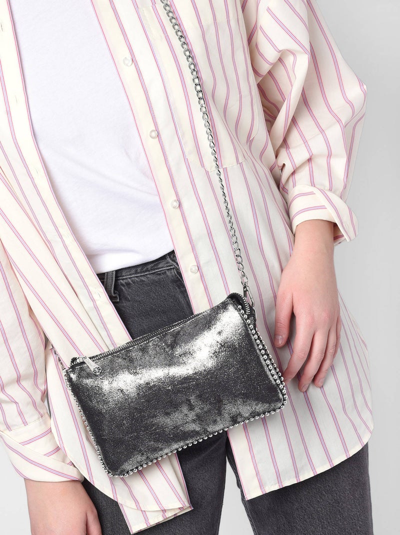 Sac Bandoulière Perle Miniprix Toile Enduite Argent - Kiabi