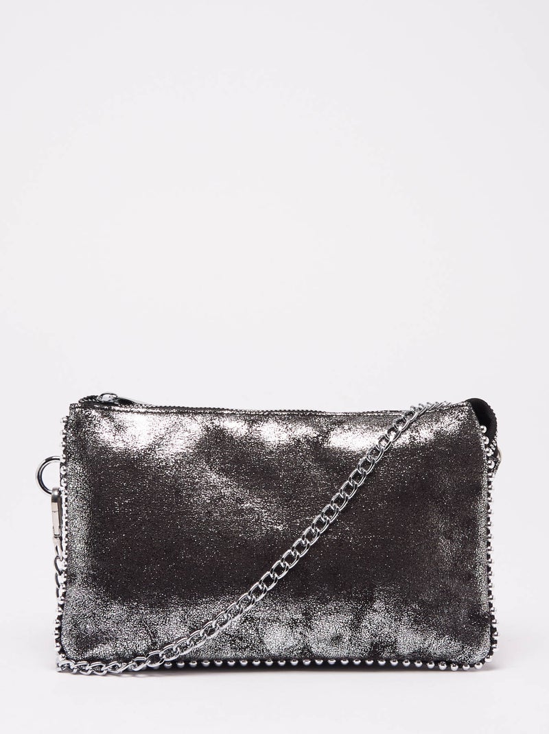 Sac Bandoulière Perle Miniprix Toile Enduite Argent - Kiabi
