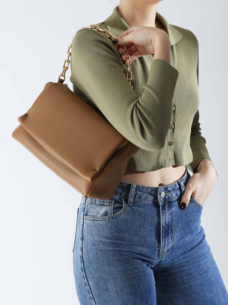 Sac Bandoulière Plum Torrow Toile Enduite Marron noisette - Kiabi