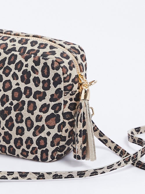 Sac bandoulière rectangulaire zippé cuir grainé - Kiabi