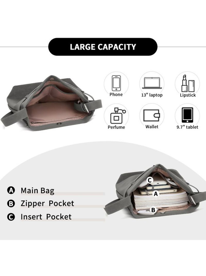 Sac bandoulière rigide waterproof multiples poches 28x12x39 cm - miss lulu Gris - Kiabi