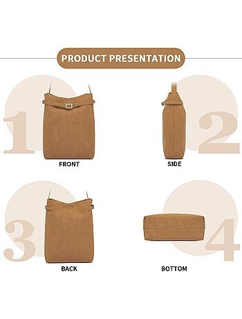 Sac bandoulière rigide waterproof multiples poches 28x12x39 cm - miss lulu
