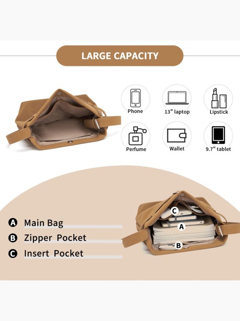 Sac bandoulière rigide waterproof multiples poches 28x12x39 cm - miss lulu Marron - Kiabi