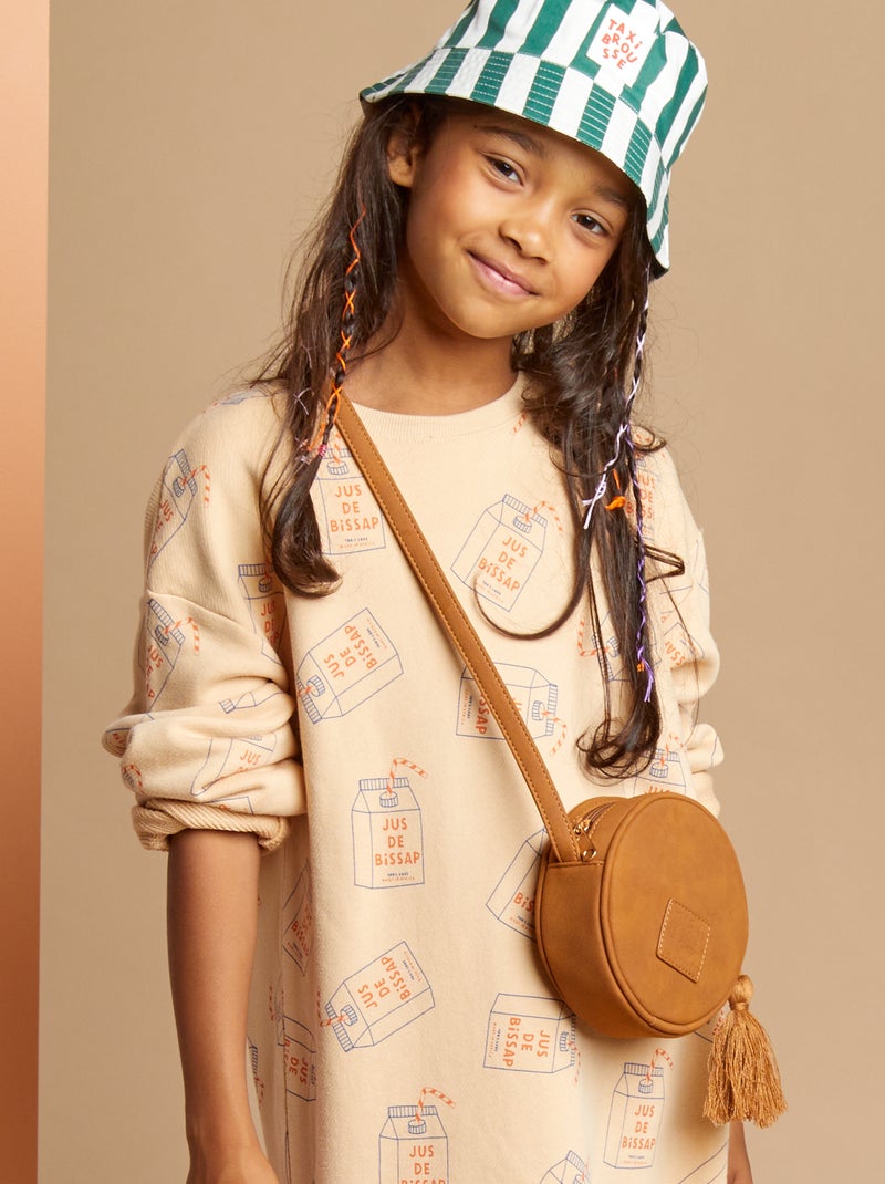 Sac bandoulière rond en suédine Camel - Kiabi