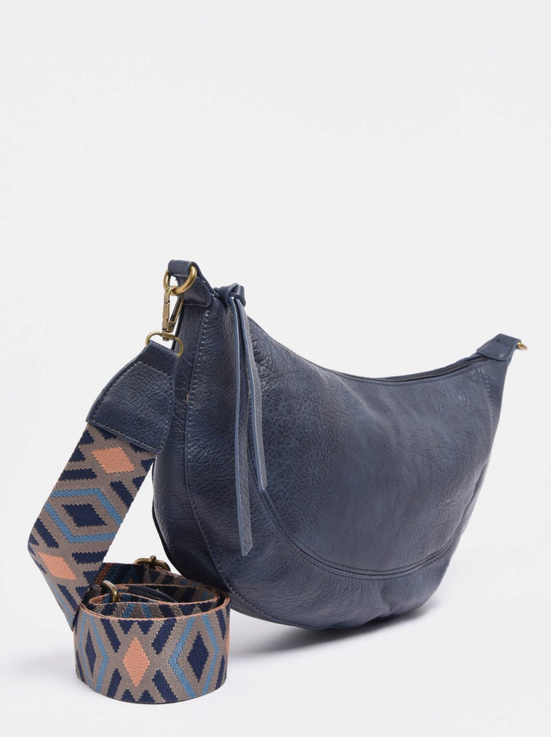 Sac bandoulière sangle mandoline toile enduite Bleu nuit - Kiabi