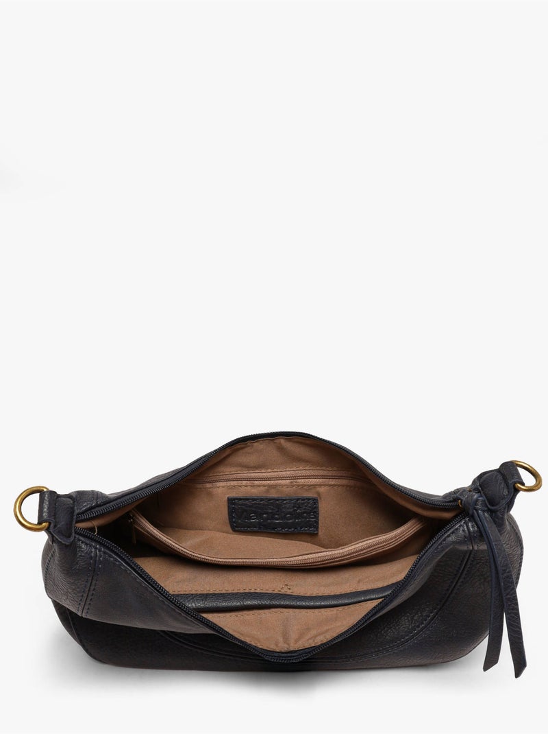 Sac bandoulière sangle mandoline toile enduite Bleu nuit - Kiabi