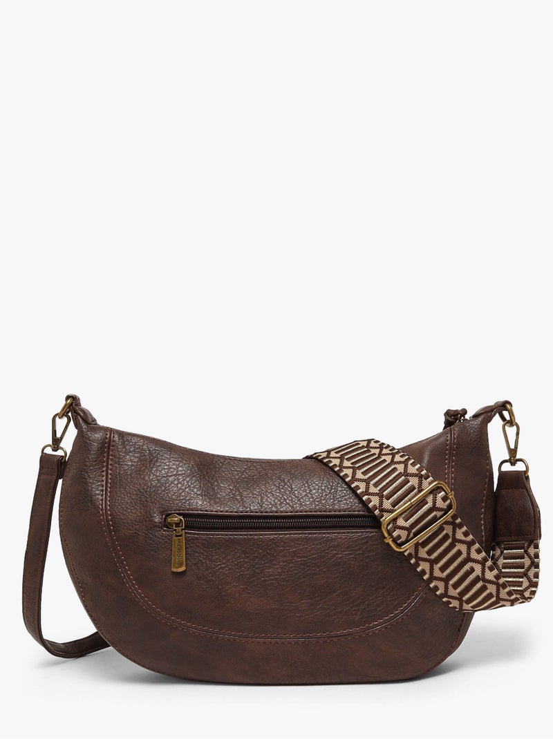 Sac bandoulière sangle mandoline toile enduite Marron caramel - Kiabi