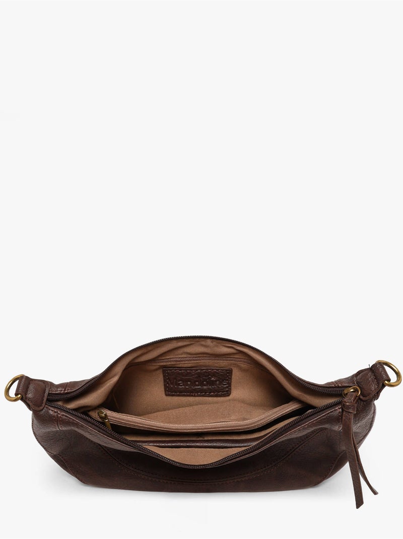 Sac bandoulière sangle mandoline toile enduite Marron caramel - Kiabi