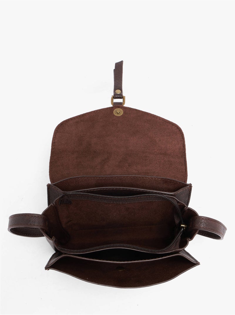 Sac bandoulière sangle mandoline toile enduite Marron caramel - Kiabi
