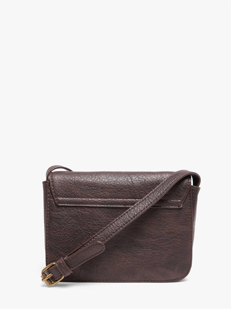 Sac bandoulière sangle mandoline toile enduite Marron caramel - Kiabi