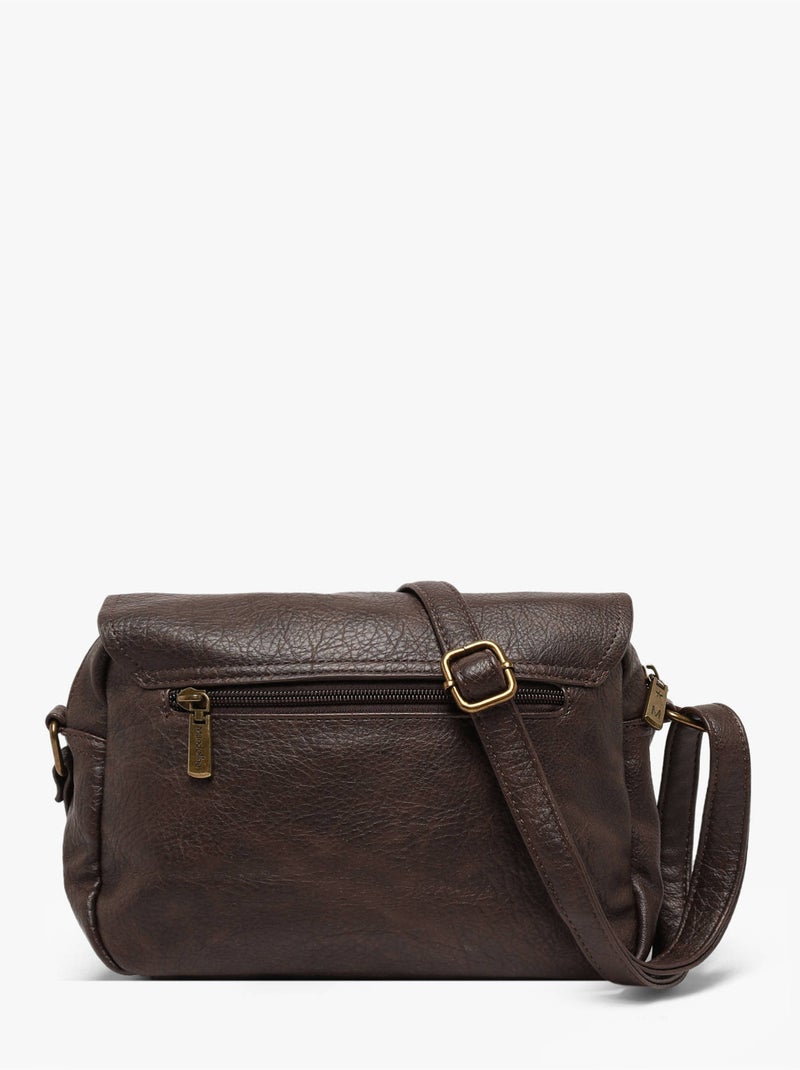 Sac bandoulière sangle mandoline toile enduite Marron caramel - Kiabi