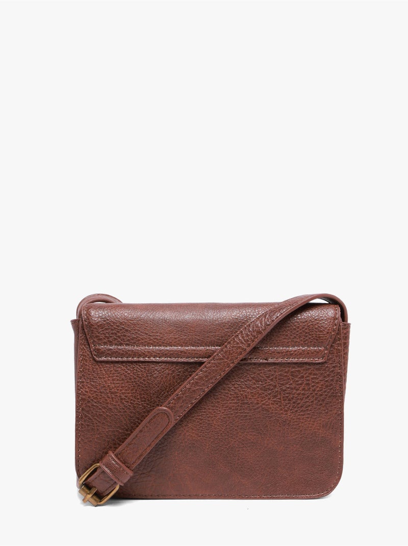 Sac bandoulière sangle mandoline toile enduite Marron - Kiabi