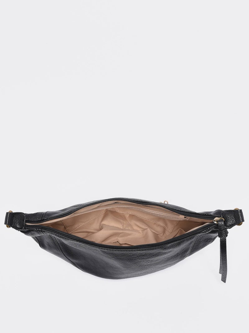 Sac bandoulière sangle mandoline toile enduite Noir - Kiabi