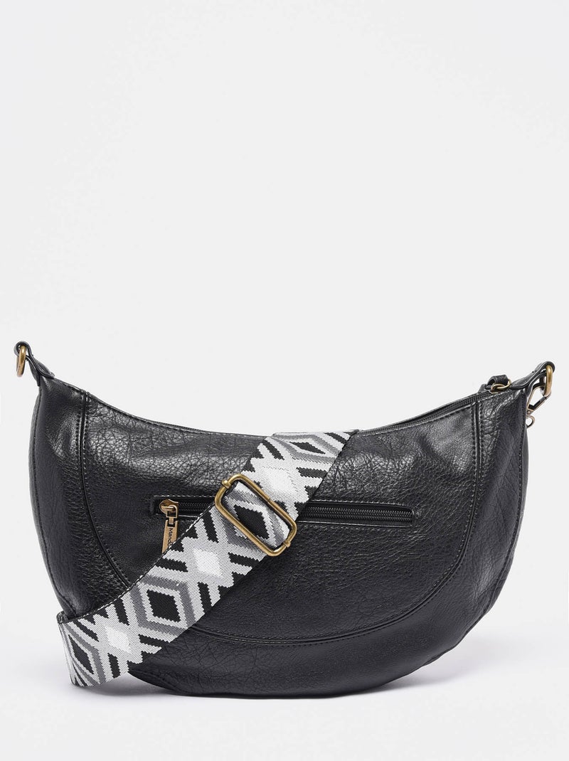 Sac bandoulière sangle mandoline toile enduite Noir - Kiabi