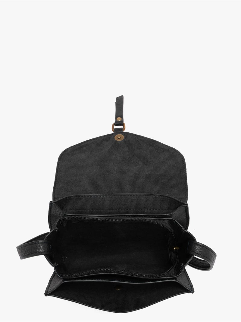 Sac bandoulière sangle mandoline toile enduite Noir - Kiabi