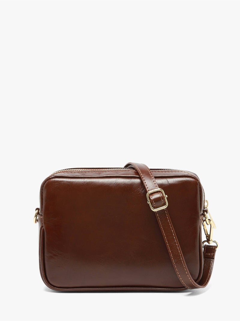 Sac bandoulière shiny sauvage cuir milano cuir de vachette Marron foncé - Kiabi