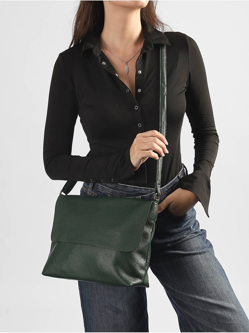 Sac bandoulière soft mandoline toile enduite Blanc Vert - Kiabi
