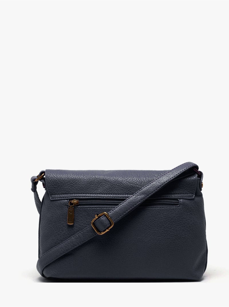 Sac bandoulière soft mandoline toile enduite Bleu Bleu Noir - Kiabi